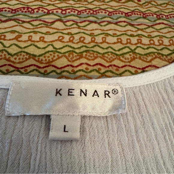 Kenar White and Blue Embroidered Sleeveless Tank Top Size Large - Picture 4 of 9